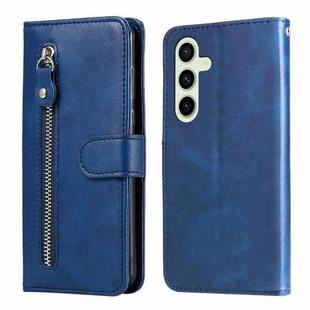 For Samsung Galaxy S24 FE 5G Fashion Calf Texture Zipper Leather Phone Case(Blue)