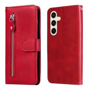 For Samsung Galaxy S24 FE 5G Fashion Calf Texture Zipper Leather Phone Case(Red)