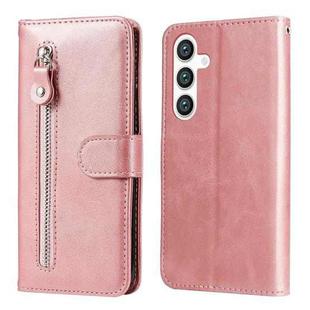 For Samsung Galaxy S25 5G Fashion Calf Texture Zipper Leather Phone Case(Rose Gold)