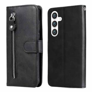 For Samsung Galaxy S25 5G Fashion Calf Texture Zipper Leather Phone Case(Black)