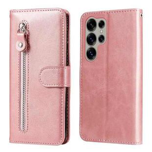 For Samsung Galaxy S25 Ultra 5G Fashion Calf Texture Zipper Leather Phone Case(Rose Gold)