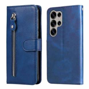 For Samsung Galaxy S25 Ultra 5G Fashion Calf Texture Zipper Leather Phone Case(Blue)