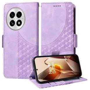 For OnePlus 13 Embossed Rhombus Starry Leather Phone Case(Purple)