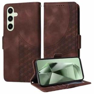 For Samsung Galaxy S24 FE 5G Embossed Rhombus Starry Leather Phone Case(Brown)