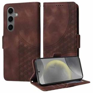 For Samsung Galaxy S25 5G Embossed Rhombus Starry Leather Phone Case(Brown)