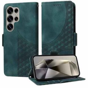 For Samsung Galaxy S25 Ultra 5G Embossed Rhombus Starry Leather Phone Case(Green)