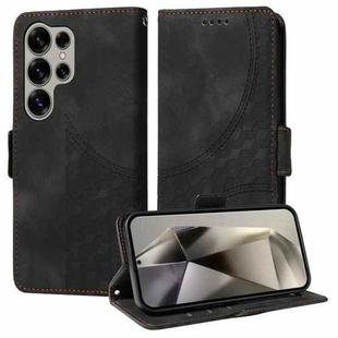 For Samsung Galaxy S25 Ultra 5G Embossed Rhombus Starry Leather Phone Case(Black)