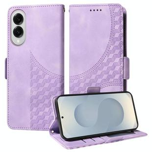 For Samsung Galaxy S25 Edge 5G Embossed Rhombus Starry Leather Phone Case(Purple)