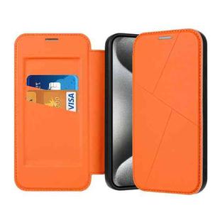 For iPhone 15 Pro Max Magnetic Armor Series RFID Card Slots Leather Phone Case(Orange)