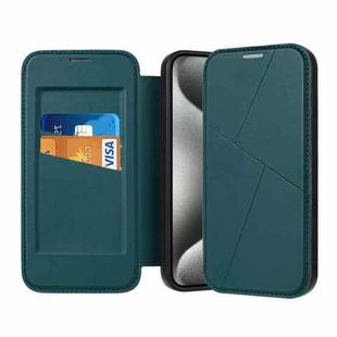 For iPhone 15 Pro Magnetic Armor Series RFID Card Slots Leather Phone Case(Green)