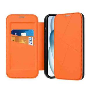 For iPhone 15 Magnetic Armor Series RFID Card Slots Leather Phone Case(Orange)