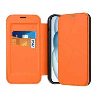 For iPhone 14 Pro Max Magnetic Armor Series RFID Card Slots Leather Phone Case(Orange)