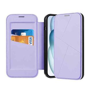 For iPhone 14 Pro Max Magnetic Armor Series RFID Card Slots Leather Phone Case(Purple)