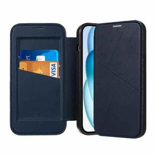 For iPhone 14 / 13 Magnetic Armor Series RFID Card Slots Leather Phone Case(Blue)