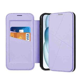 For iPhone 13 Pro Max Magnetic Armor Series RFID Card Slots Leather Phone Case(Purple)