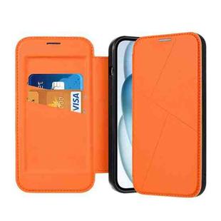 For iPhone 13 Pro Magnetic Armor Series RFID Card Slots Leather Phone Case(Orange)