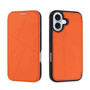 For iPhone 16 Magnetic Armor Series RFID Card Slots Leather Phone Case(Orange)