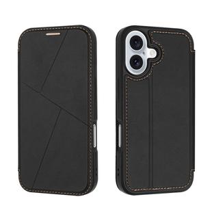 For iPhone 16 Magnetic Armor Series RFID Card Slots Leather Phone Case(Black)