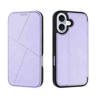 For iPhone 16 Magnetic Armor Series RFID Card Slots Leather Phone Case(Purple)