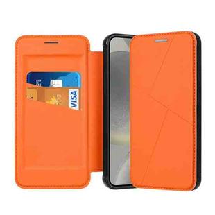 For Samsung Galaxy S24 5G Magnetic Armor Series RFID Card Slots Leather Phone Case(Orange)