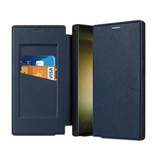 For Samsung Galaxy S24 Ultra 5G Magnetic Armor Series RFID Card Slots Leather Phone Case(Blue)