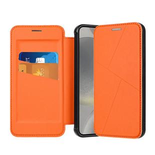 For Samsung Galaxy S25 5G Magnetic Armor Series RFID Card Slots Leather Phone Case(Orange)