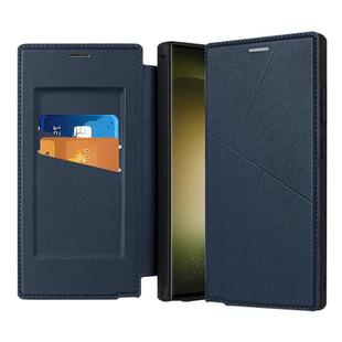 For Samsung Galaxy S25 Ultra 5G Magnetic Armor Series RFID Card Slots Leather Phone Case(Blue)