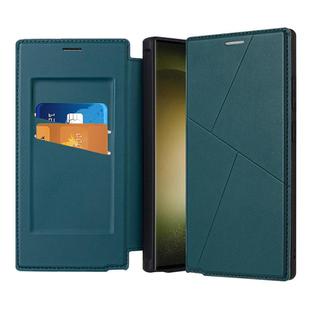 For Samsung Galaxy S25 Ultra 5G Magnetic Armor Series RFID Card Slots Leather Phone Case(Green)