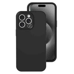 For iPhone 15 Pro Max Precise Hole Liquid Silicone Jelly Color Full Coverage Phone Case(Black)