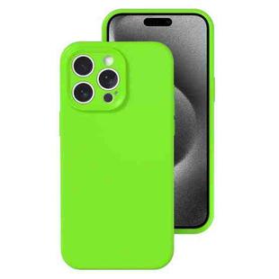For iPhone 15 Pro Max Precise Hole Liquid Silicone Jelly Color Full Coverage Phone Case(Fluorescent Green)