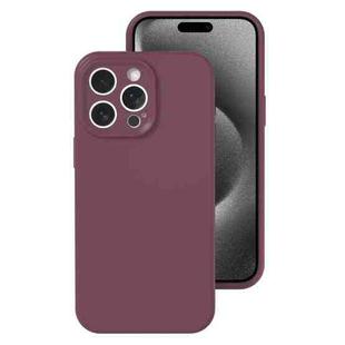 For iPhone 15 Pro Precise Hole Liquid Silicone Jelly Color Full Coverage Phone Case(Plum Colored)