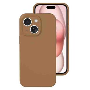 For iPhone 15 Plus Precise Hole Liquid Silicone Jelly Color Full Coverage Phone Case(Khaki)