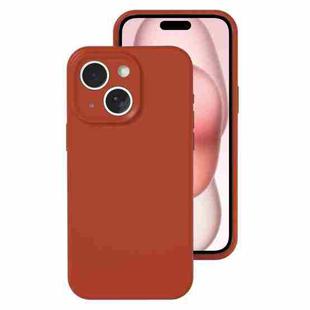 For iPhone 15 Plus Precise Hole Liquid Silicone Jelly Color Full Coverage Phone Case(Caramel Brown)