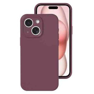 For iPhone 15 Plus Precise Hole Liquid Silicone Jelly Color Full Coverage Phone Case(Plum Colored)