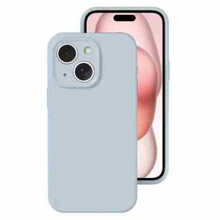 For iPhone 15 Plus Precise Hole Liquid Silicone Jelly Color Full Coverage Phone Case(Haze Blue)