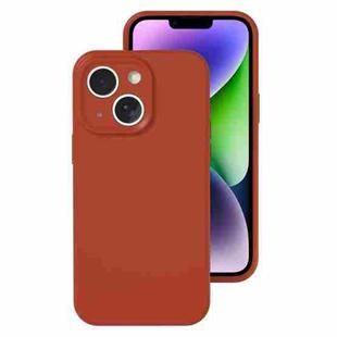 For iPhone 14 Plus Precise Hole Liquid Silicone Jelly Color Full Coverage Phone Case(Caramel Brown)