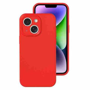 For iPhone 14 Plus Precise Hole Liquid Silicone Jelly Color Full Coverage Phone Case(The Chinese Red)