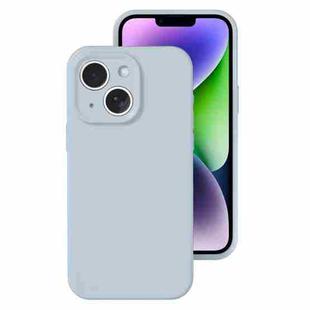 For iPhone 14 Plus Precise Hole Liquid Silicone Jelly Color Full Coverage Phone Case(Haze Blue)