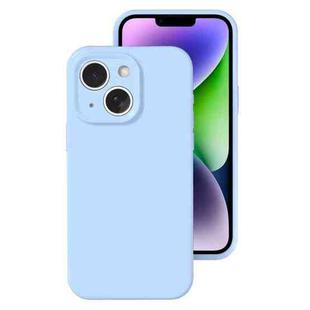 For iPhone 14 Plus Precise Hole Liquid Silicone Jelly Color Full Coverage Phone Case(Sky Blue)