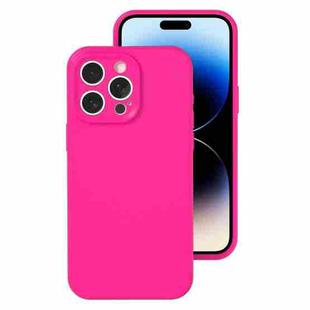 For iPhone 14 Pro Precise Hole Liquid Silicone Jelly Color Full Coverage Phone Case(Brilliant Pink)