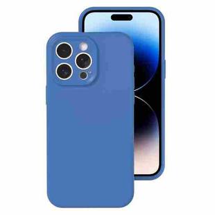 For iPhone 14 Pro Max Precise Hole Liquid Silicone Jelly Color Full Coverage Phone Case(Navy Blue)