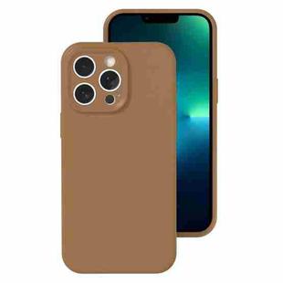 For iPhone 13 Pro Max Precise Hole Liquid Silicone Jelly Color Full Coverage Phone Case(Khaki)