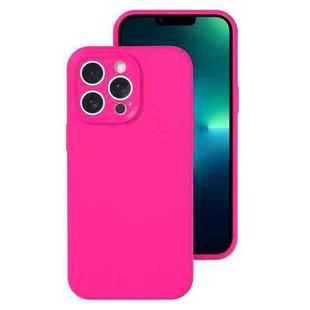 For iPhone 13 Pro Max Precise Hole Liquid Silicone Jelly Color Full Coverage Phone Case(Brilliant Pink)