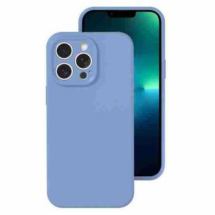 For iPhone 13 Pro Max Precise Hole Liquid Silicone Jelly Color Full Coverage Phone Case(Thin Fog Blue)