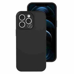 For iPhone 12 Pro Max Precise Hole Liquid Silicone Jelly Color Full Coverage Phone Case(Black)