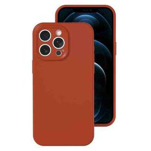 For iPhone 12 Pro Max Precise Hole Liquid Silicone Jelly Color Full Coverage Phone Case(Caramel Brown)