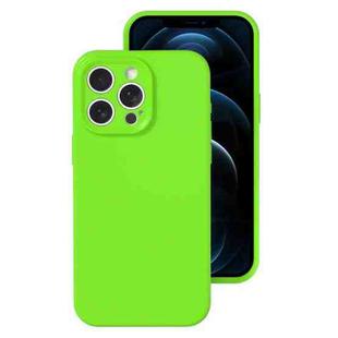 For iPhone 12 Pro Max Precise Hole Liquid Silicone Jelly Color Full Coverage Phone Case(Fluorescent Green)