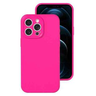 For iPhone 12 Pro Max Precise Hole Liquid Silicone Jelly Color Full Coverage Phone Case(Brilliant Pink)