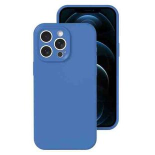 For iPhone 12 Pro Max Precise Hole Liquid Silicone Jelly Color Full Coverage Phone Case(Navy Blue)