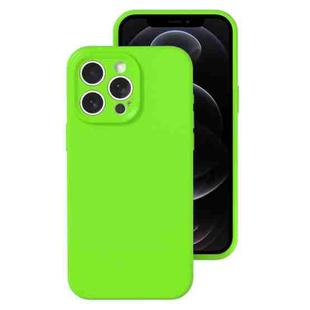 For iPhone 12 Pro Precise Hole Liquid Silicone Jelly Color Full Coverage Phone Case(Fluorescent Green)